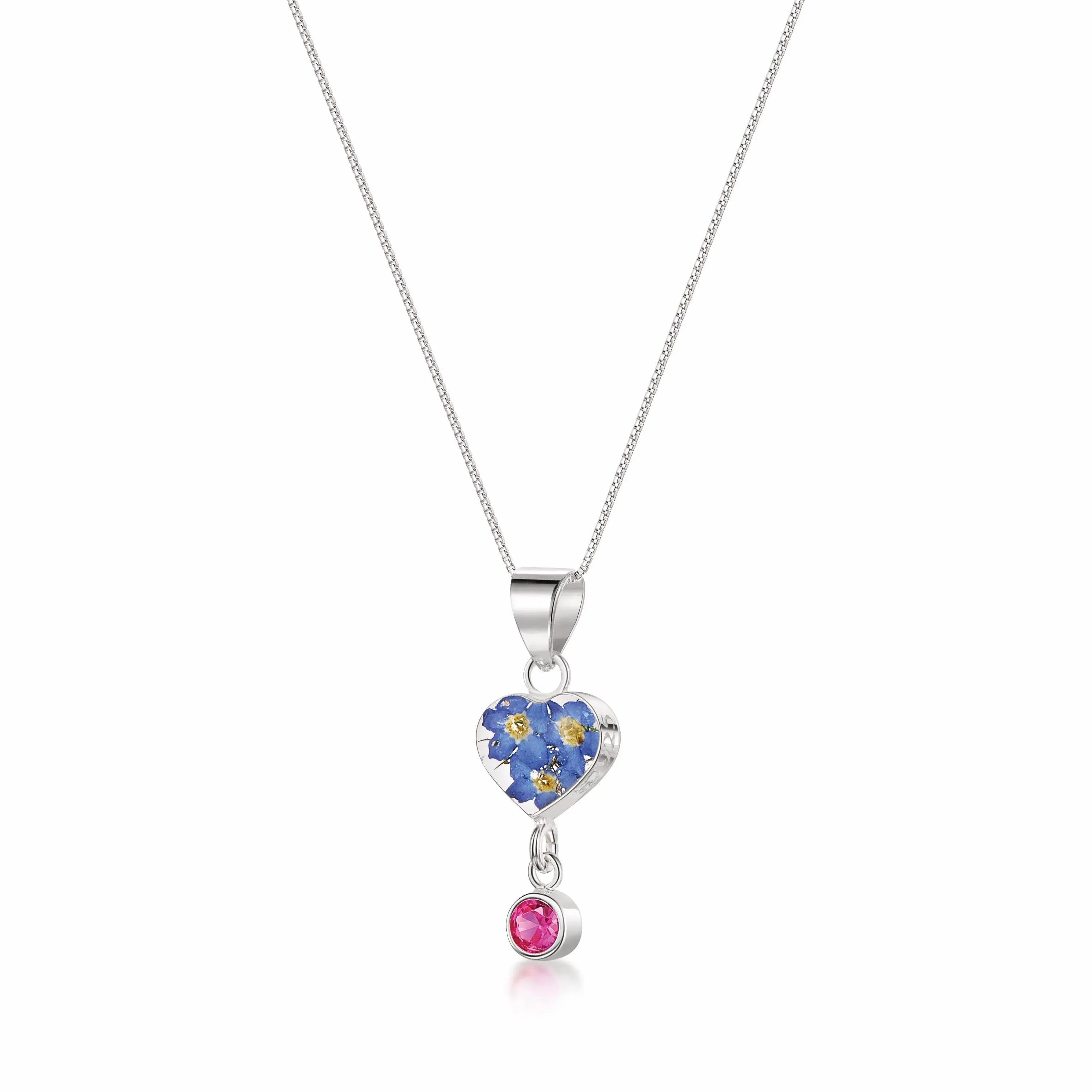 Sterling silver Forget-Me-Not Birthstone Necklaces: Nature's Beauty in Sterling Silver