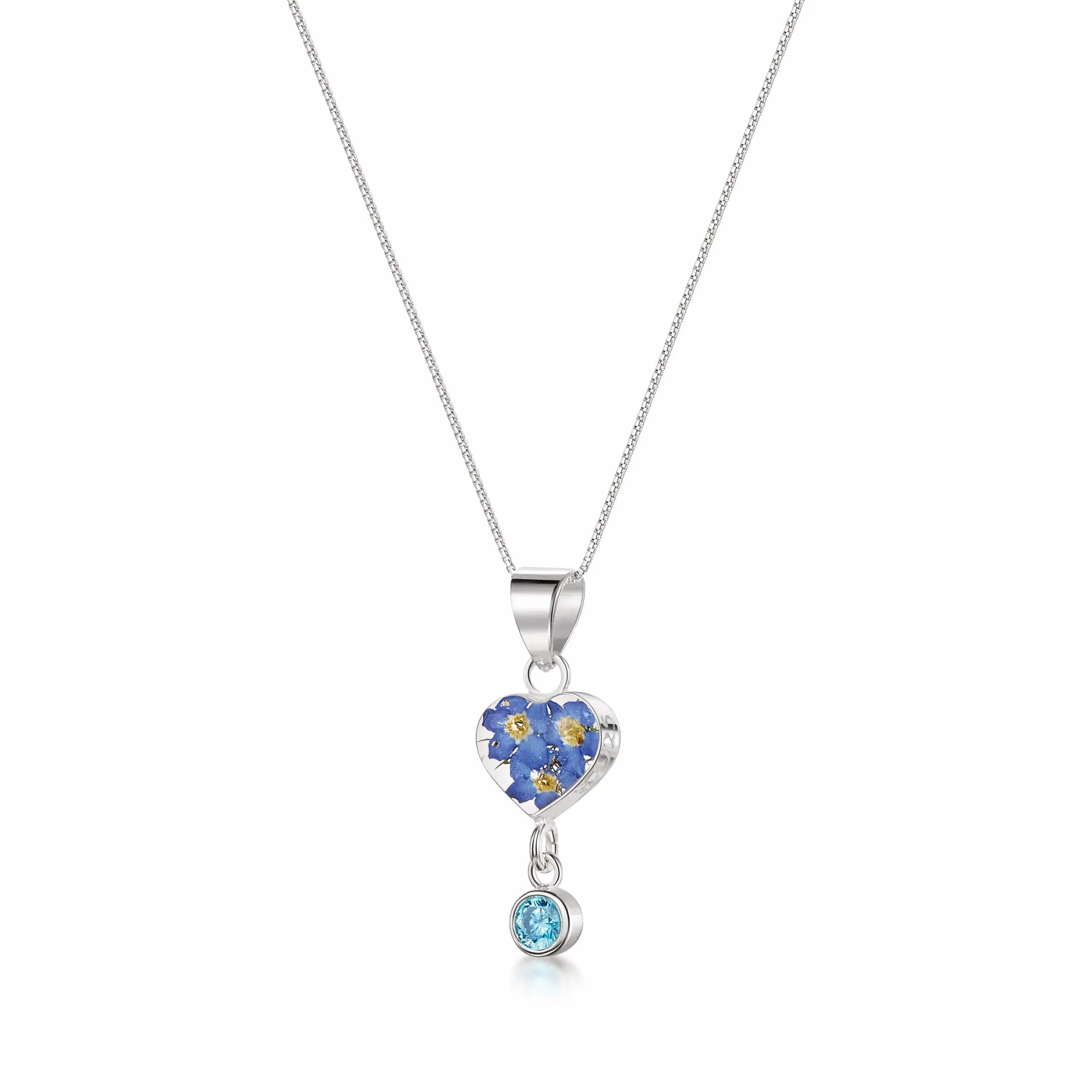 Sterling silver Forget-Me-Not Birthstone Necklaces: Nature's Beauty in Sterling Silver