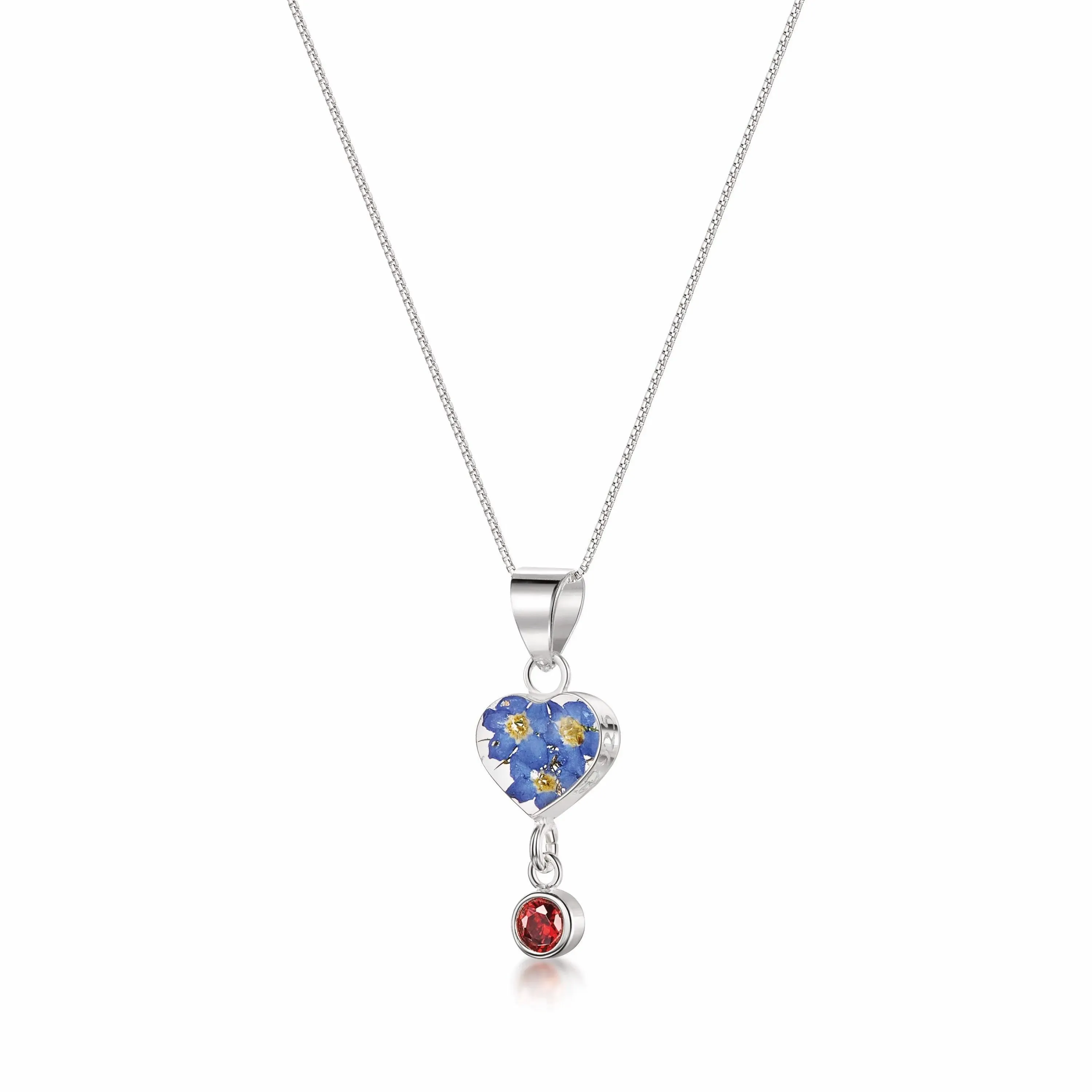 Sterling silver Forget-Me-Not Birthstone Necklaces: Nature's Beauty in Sterling Silver