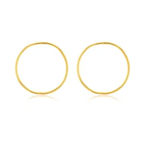 Sterling Silver Gold Plated Plain 25mm Sleeper Earrings