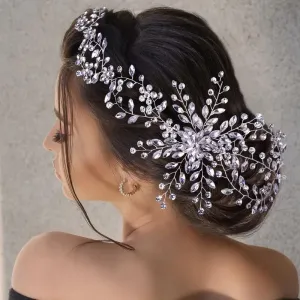 Swarovski Crystals l Rhinestone l Vintage l Bridal Vine Hairpiece l Hair Comb l Tiara l Crown Silver or Gold HP-076