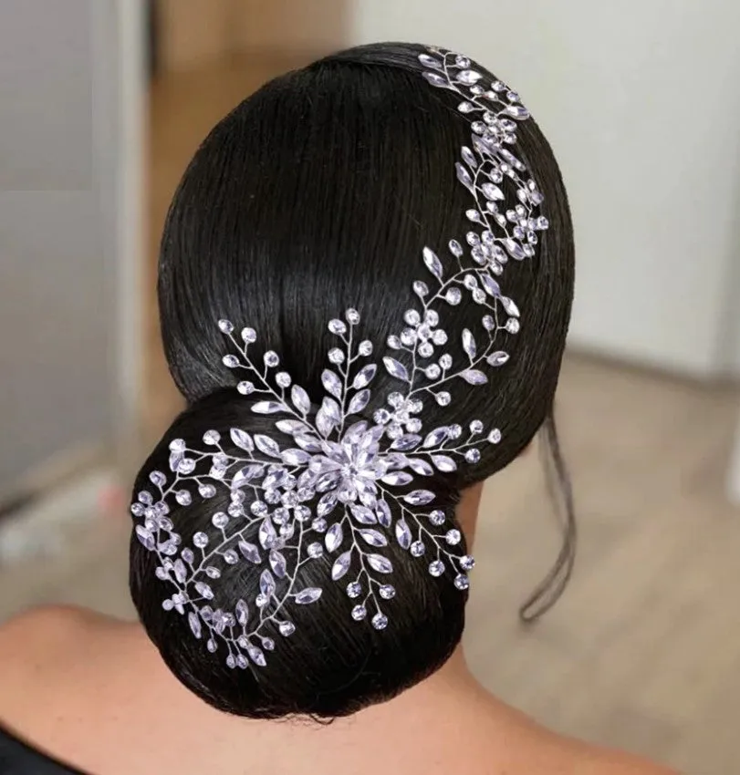 Swarovski Crystals l Rhinestone l Vintage l Bridal Vine Hairpiece l Hair Comb l Tiara l Crown Silver or Gold HP-076