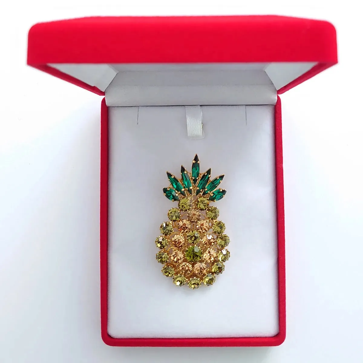 Swarovski Crystals Pineapple Lapel Brooch