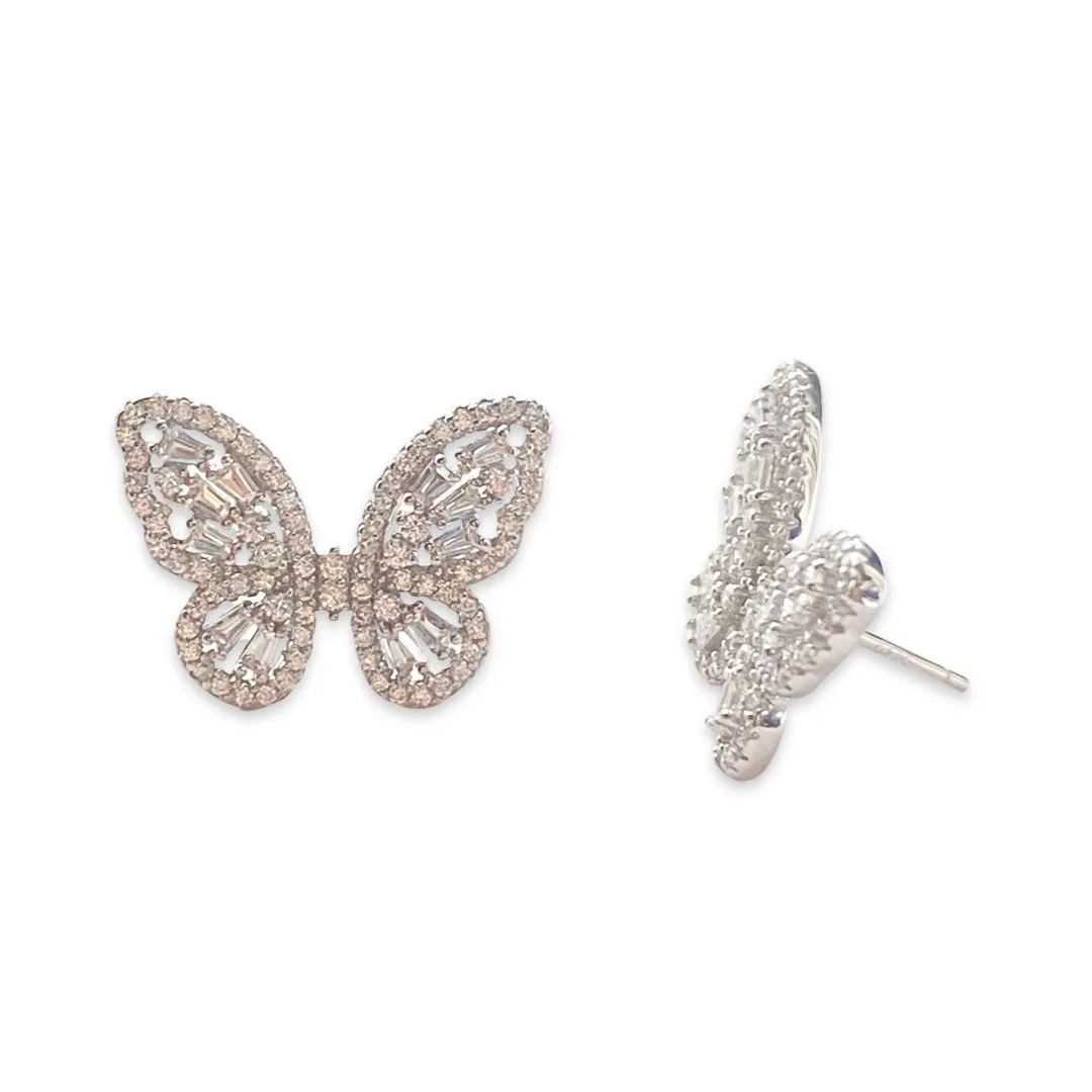 Sweet Baguette Butterfly Earrings