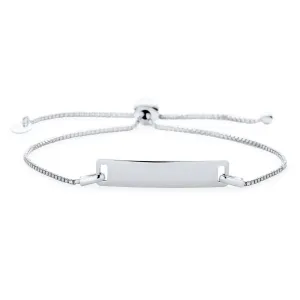 Thin Dainty ID Bracelet Set for Mother & Daughter 7" Sterling Silver Bolo Name