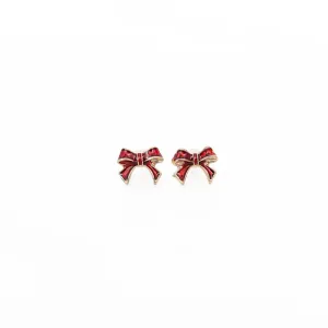 Tiny Red Bow Studs