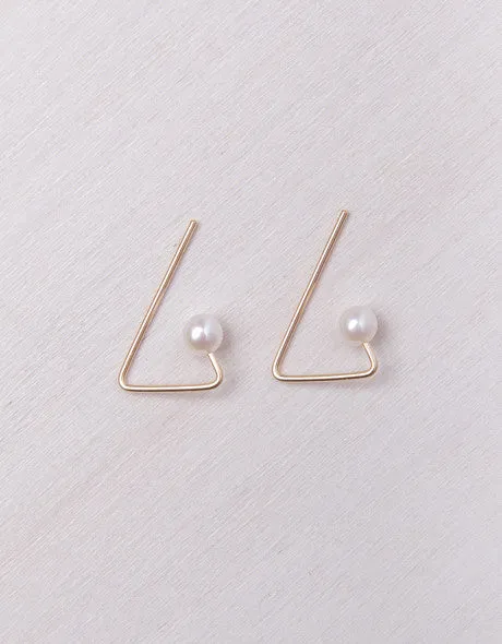 Triangle Threader Pearl Earrings