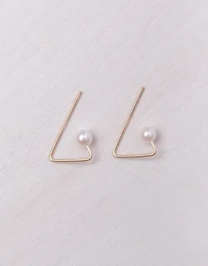 Triangle Threader Pearl Earrings