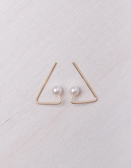 Triangle Threader Pearl Earrings