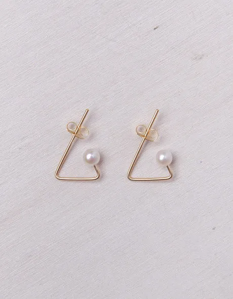 Triangle Threader Pearl Earrings