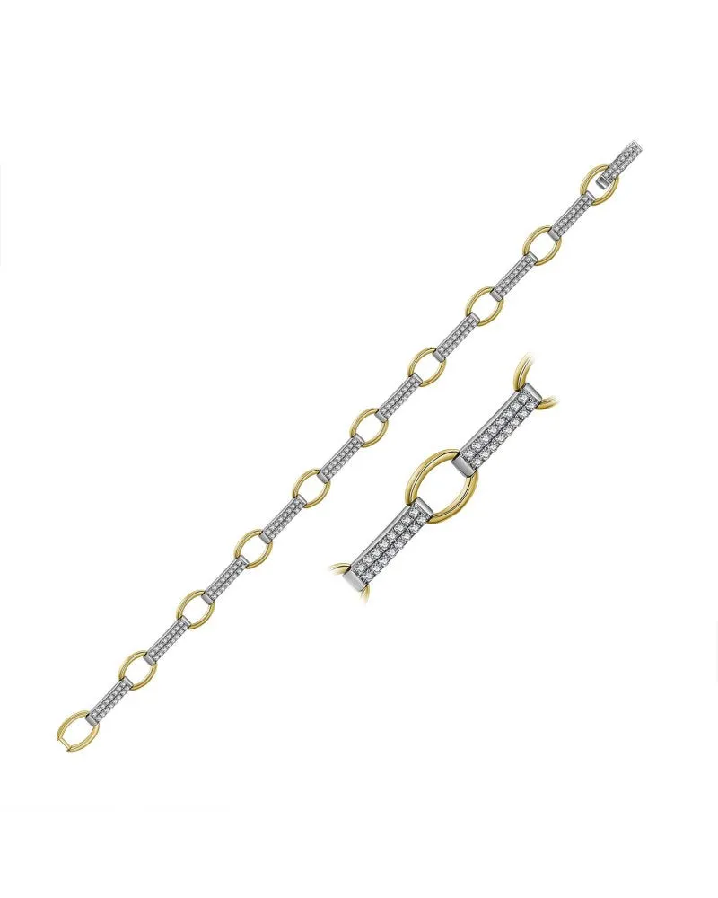 Two-tone Diamond Link/Bar Bracelet