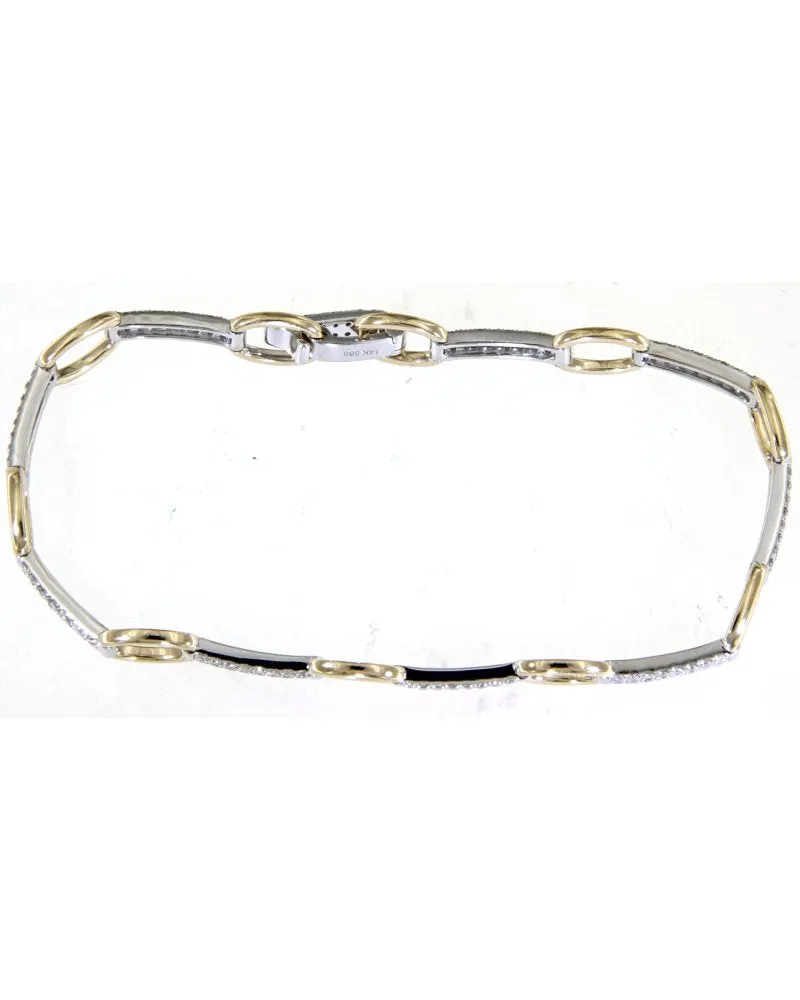 Two-tone Diamond Link/Bar Bracelet