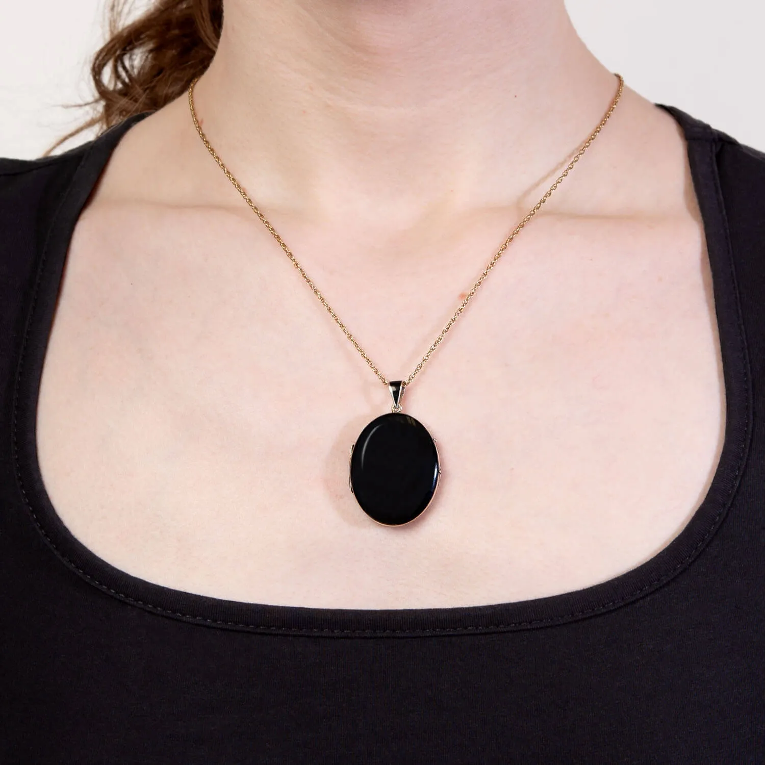 Victorian 14k Black Enamel Pendant Locket