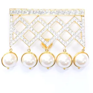 Vintage Valentino Garavani Dangle Pearl Crystal Brooch