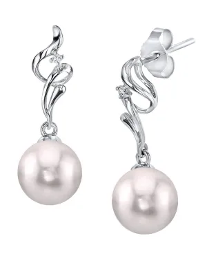 White Akoya Pearl & Diamond Aria Earrings