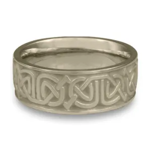 Wide Labyrinth Wedding Ring in 14K White Gold