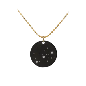 Zirconium Sagattarius Zodiac Lab Grown Diamond Disc Necklace with Gold Filled Chain